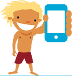 Graphic of a child holding a phone