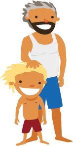 Graphic of a father and child