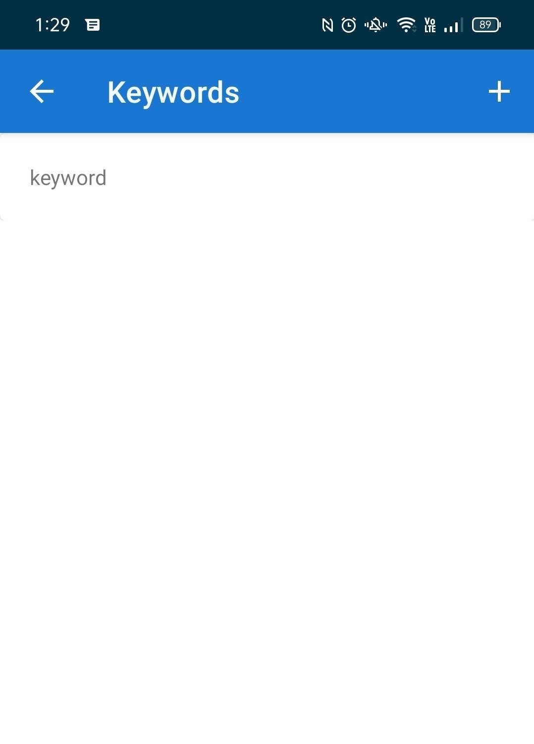 Screenshot of Safe Surfer Android app, showing a custom keyword