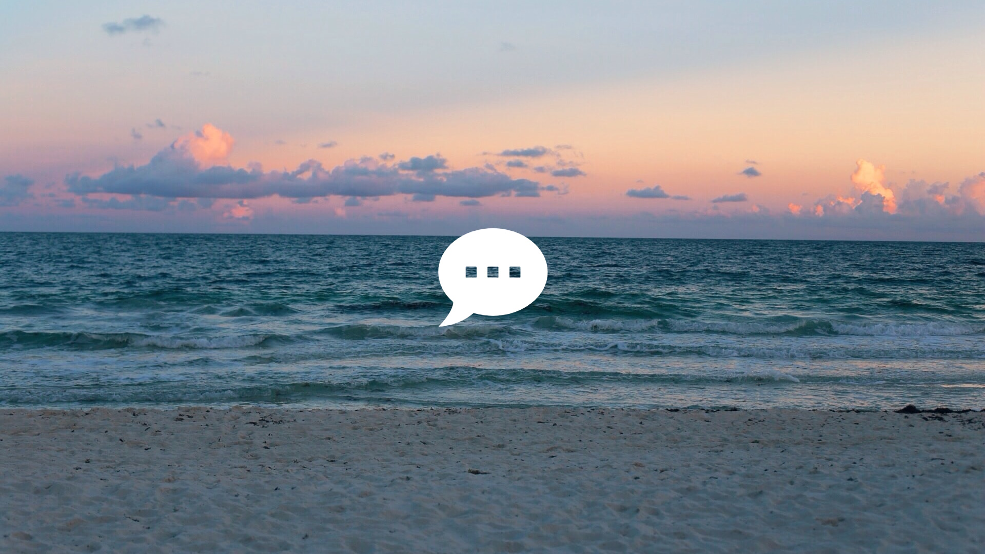 Picture of a beach with a chat bubble