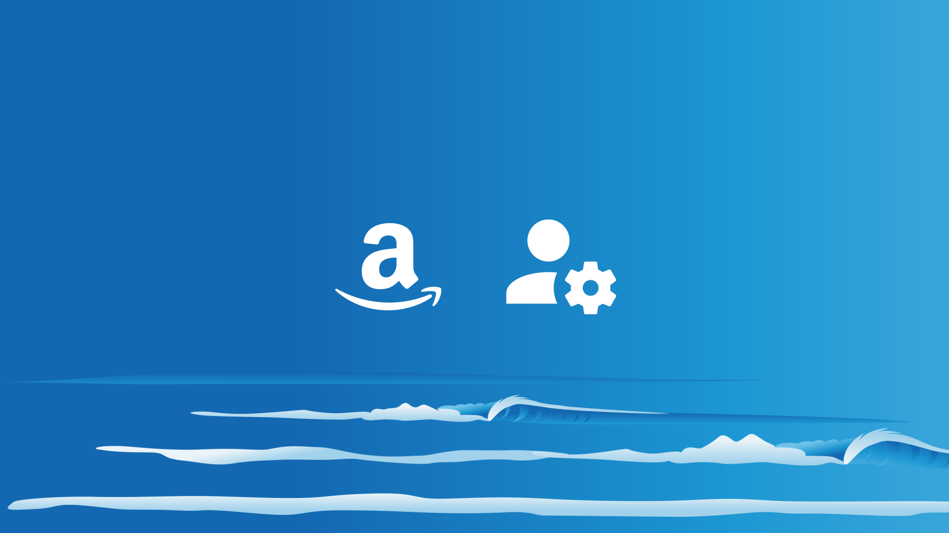 Sea background with Amazon logo and account settings icon