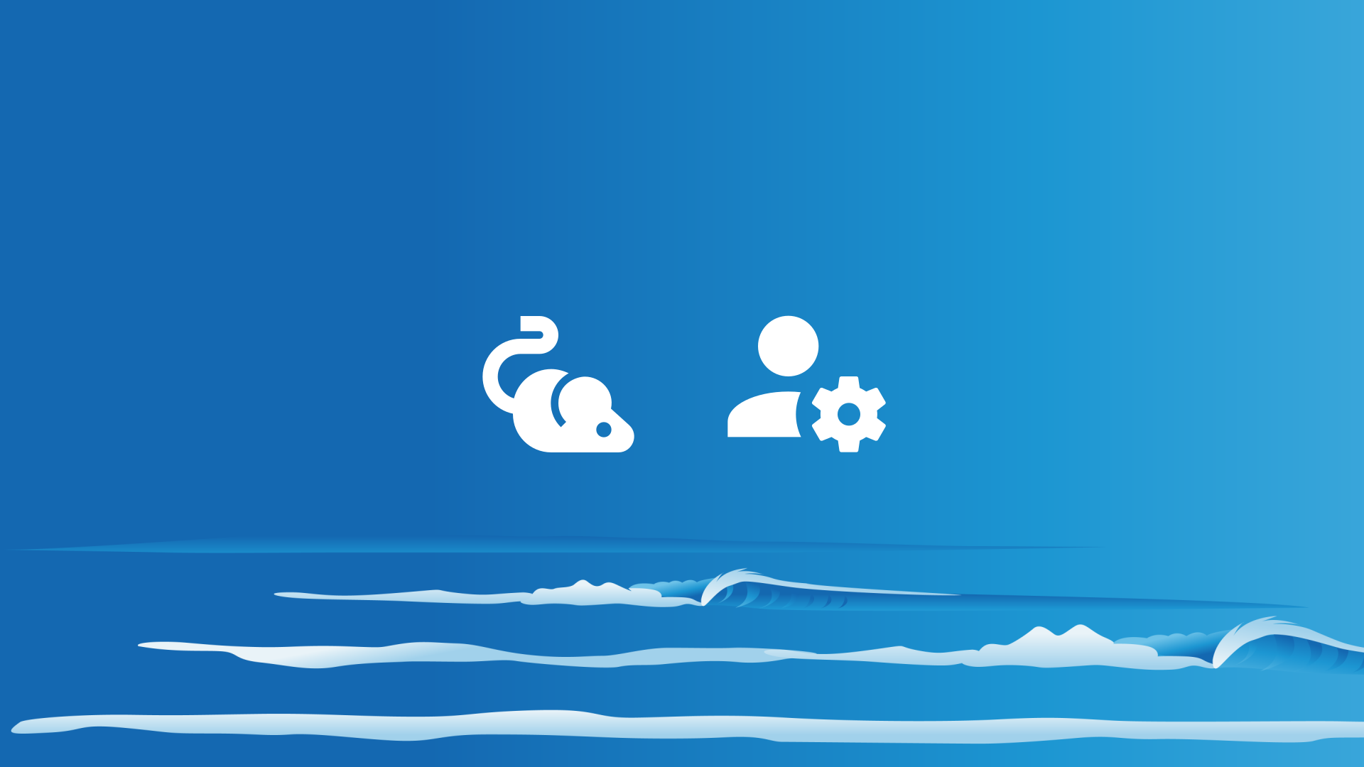 Sea background with rodent icon and account settings icon