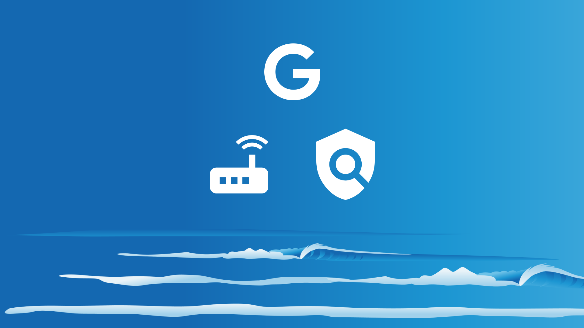 Sea background with router icon