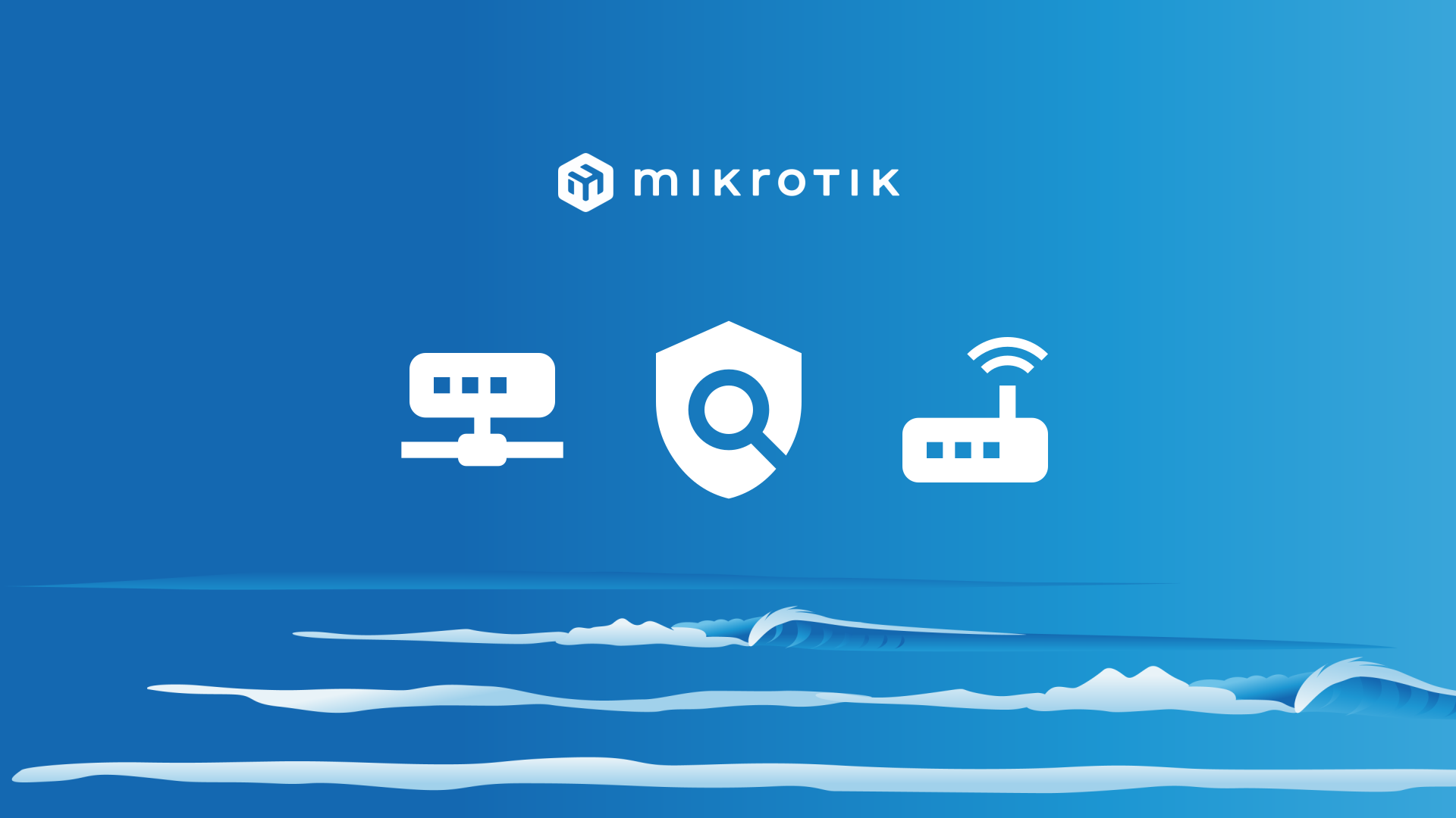 Sea background with MikroTik icon