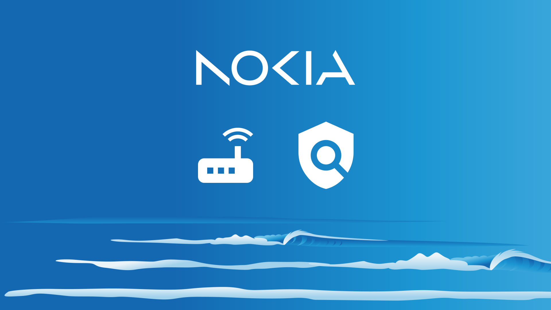 Sea background with Nokia logo and router icon