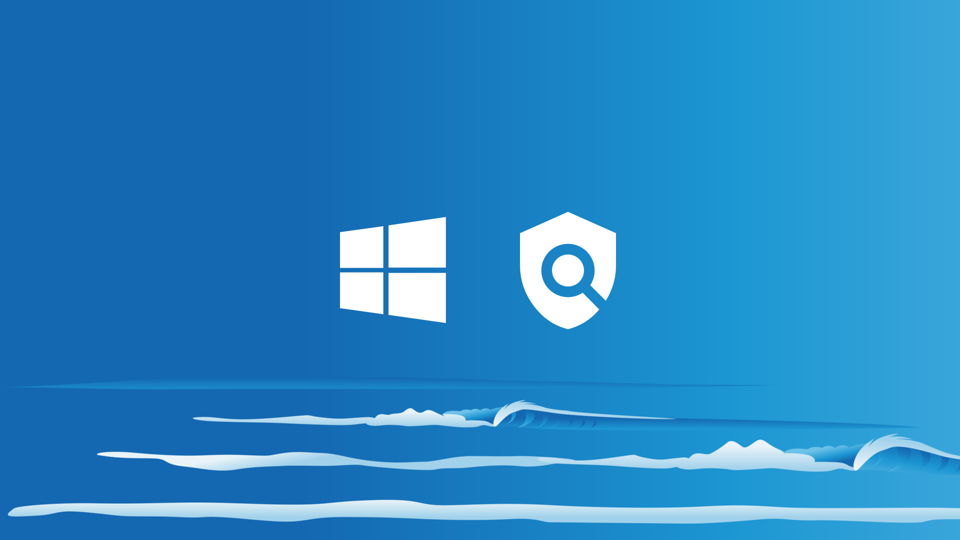 Sea background with Windows 10 icon and router icon